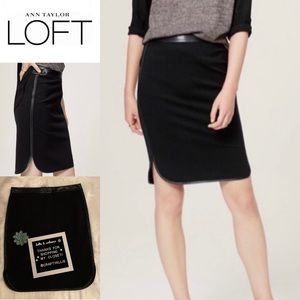 Ann Taylor LOFT Vegan Leather Trimmed Skirt || 8